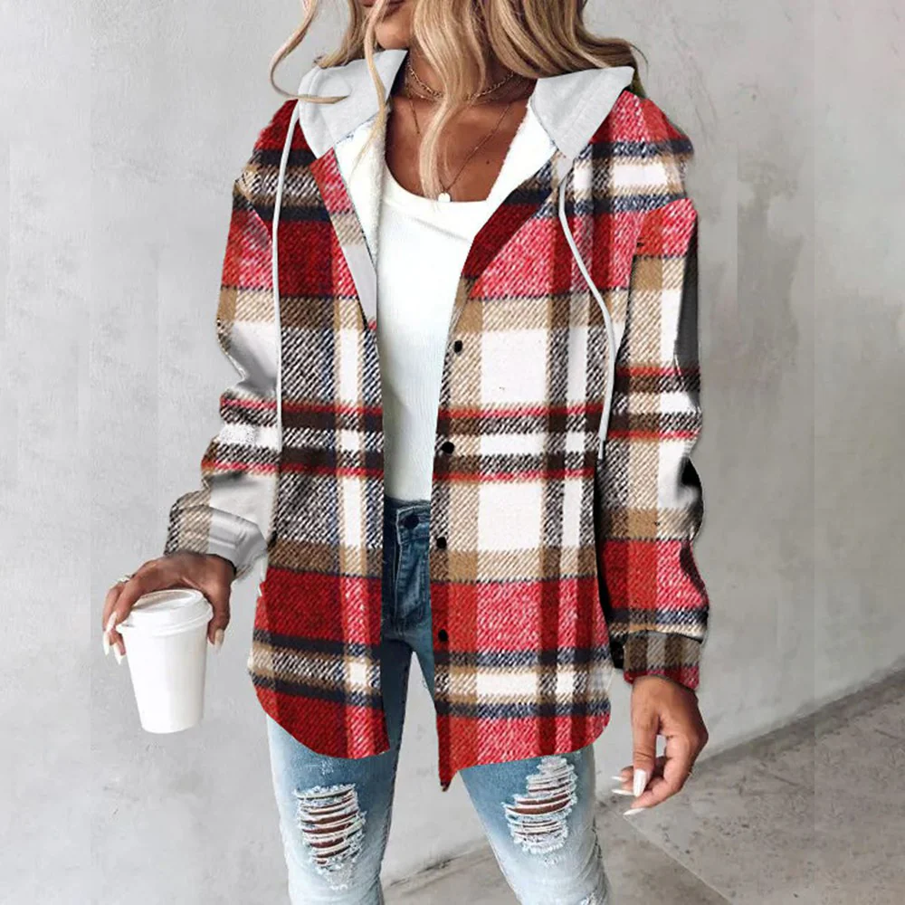 Lightweight Cozy Womens Hoodie - Button Front Knit, Casual Red - Tophatter Daily Deals