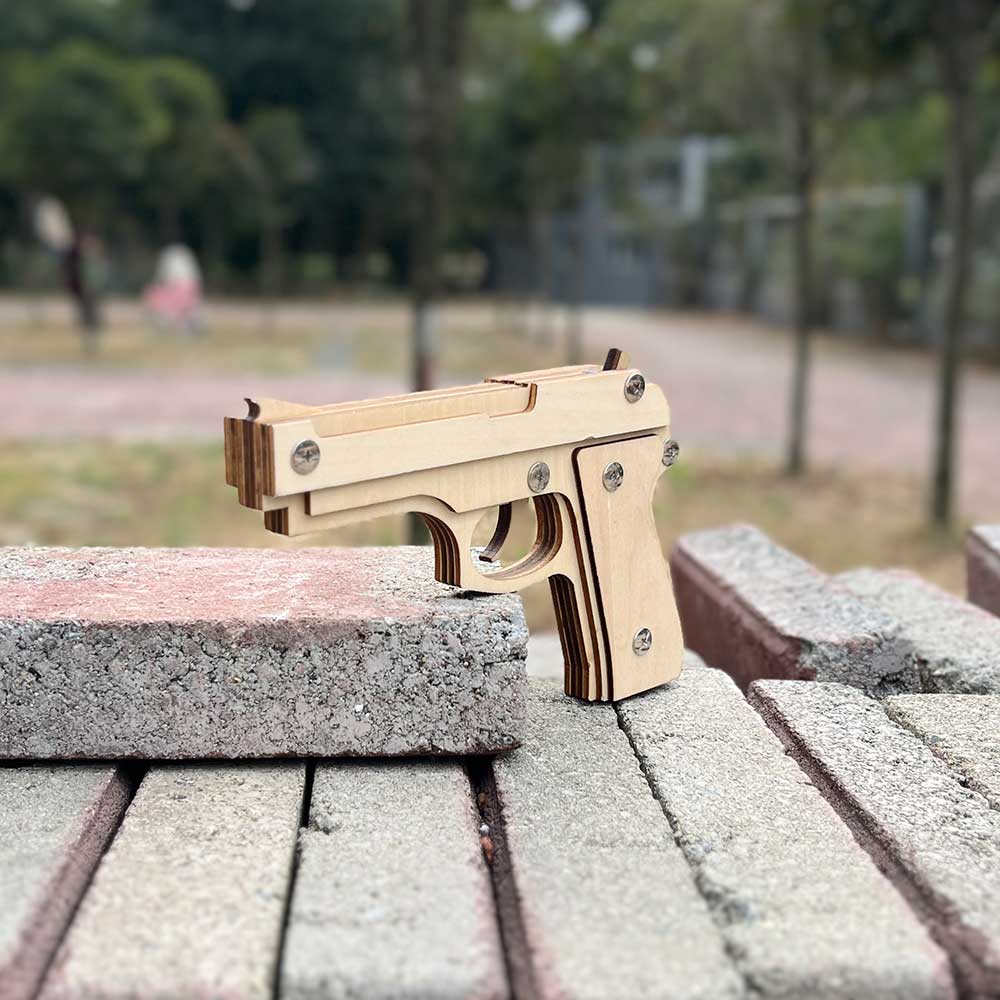 Assembled M92F Wooden Rubber Band Gun - Tophatter Daily Deals
