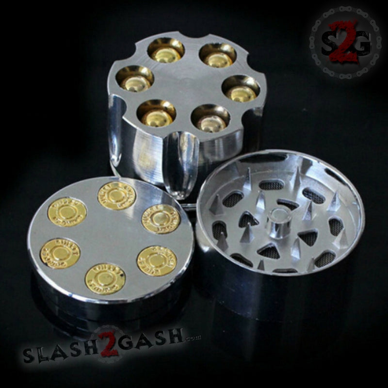 Revolver Bullet Herb Grinder Tobacco Mill - Small 1.6 Inch 3 piece Smoking Accessories - Tophatter Daily Deals