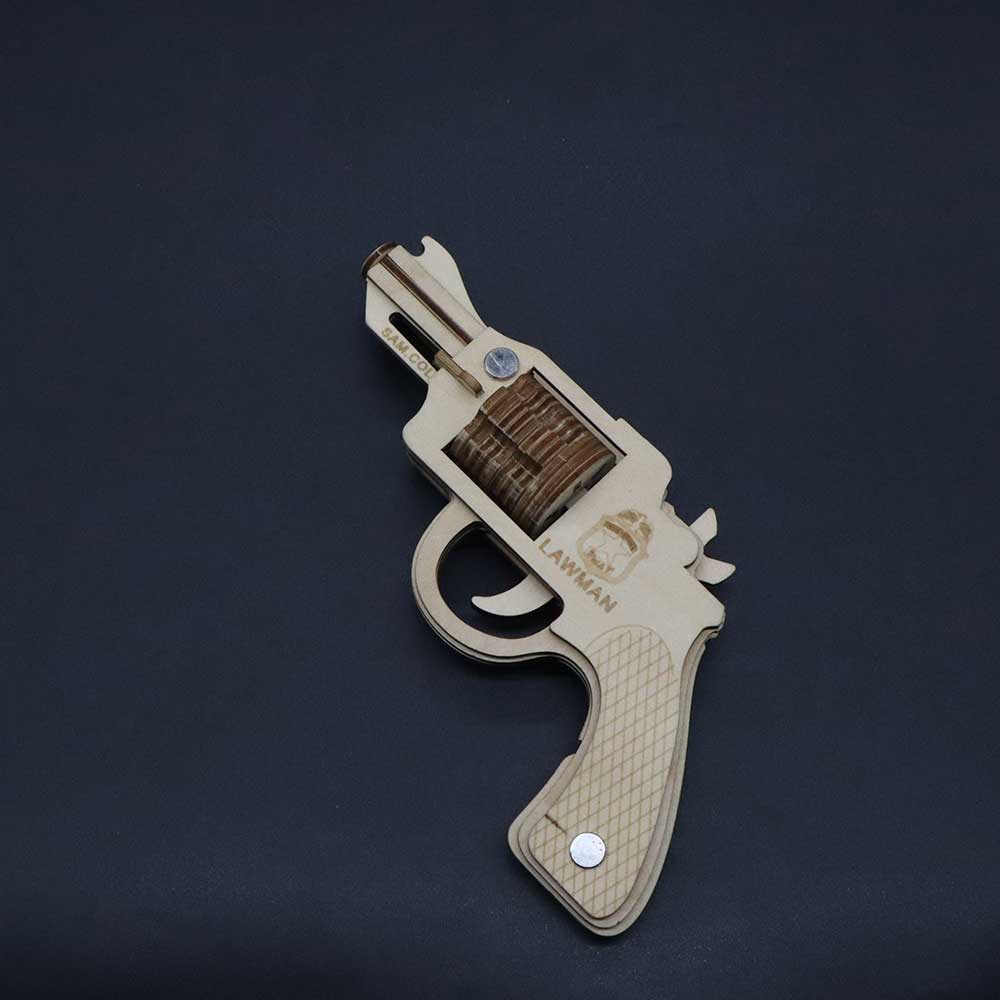 Assembled Colt Law Enforcement Officer Wooden Rubber Band Gun Model Kit - Tophatter Daily Deals