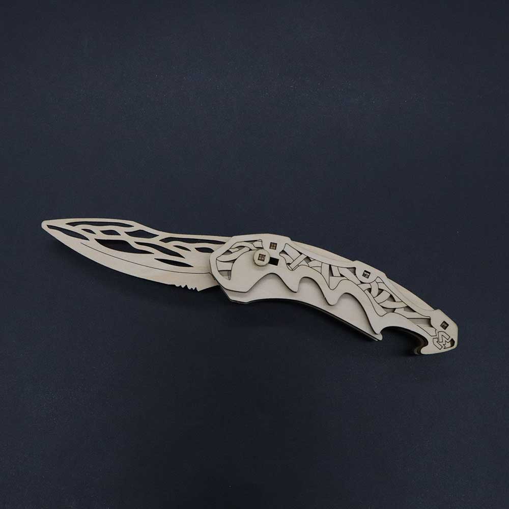 3D Folding Knife Puzzle Wooden Model Kit - Tophatter Daily Deals