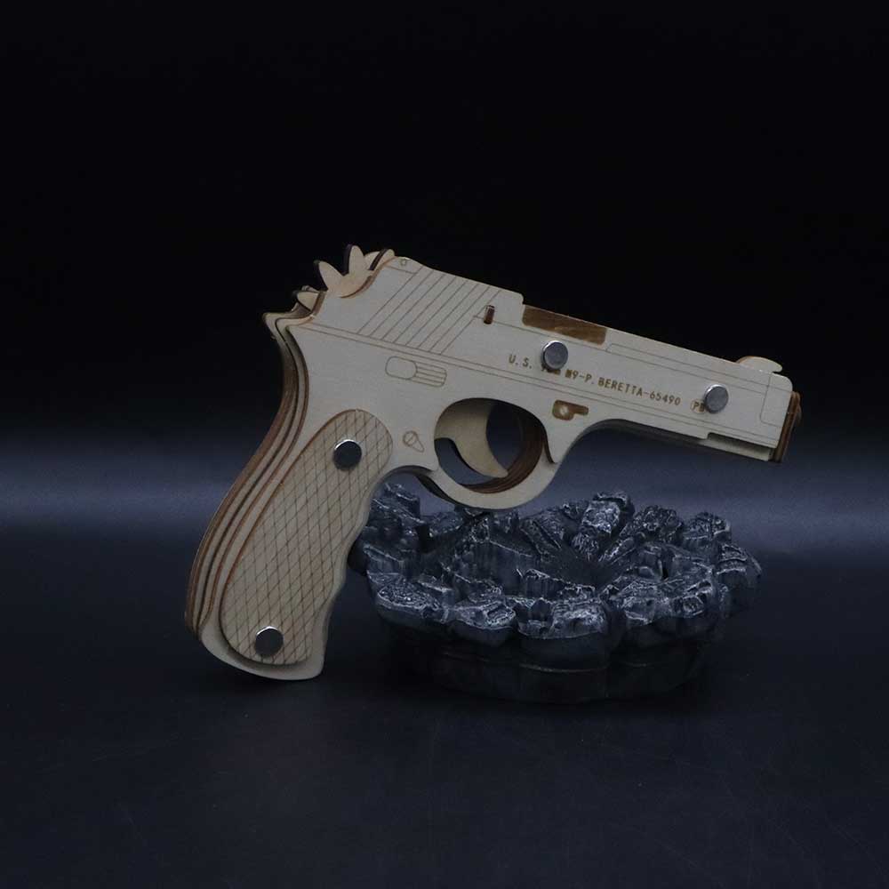 Assembled Beretta Wooden Rubber Band Gun Model Kit - Tophatter Daily Deals