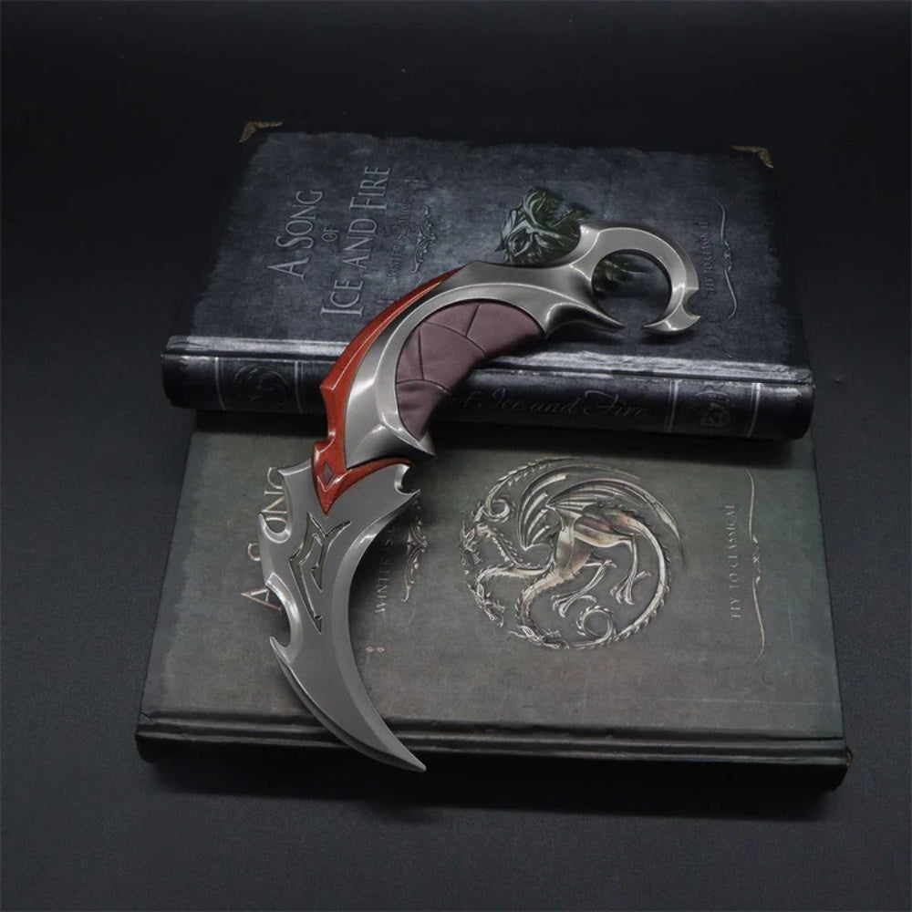 Val Game Knife Handicrafts Metal Game Skin Knife Gamer Gift Reaver Karambit Red - Tophatter Daily Deals