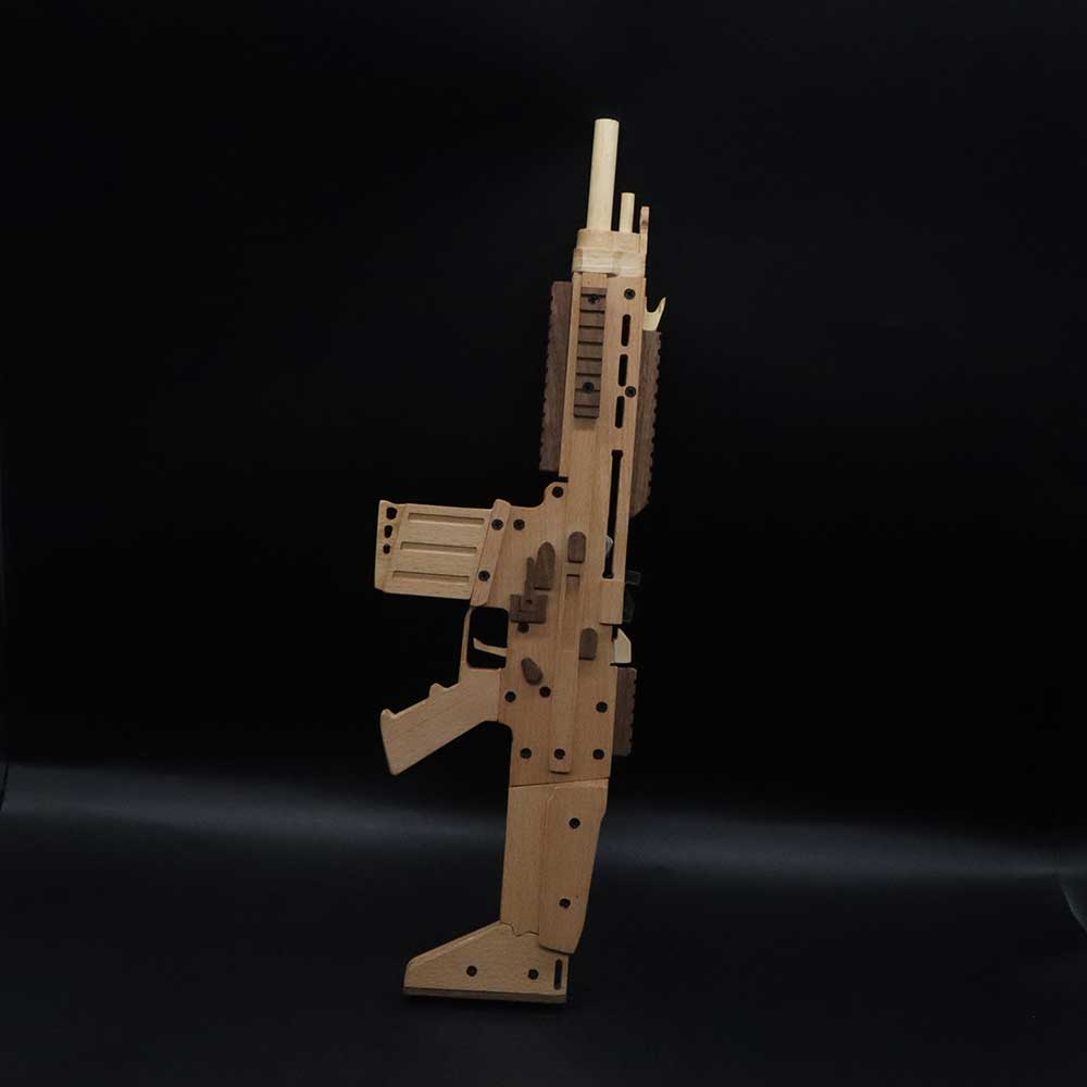 Wooden Scar Assault Rifle Replica Rubber Band Gun Model Kit - Tophatter Daily Deals