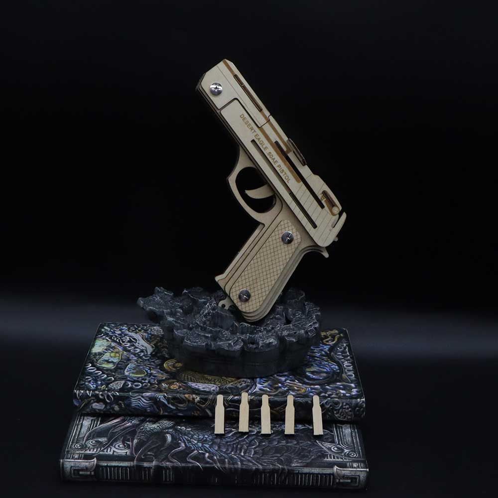 Solid Wooden Rubber Band Pistol With Functional Clip - Tophatter Daily Deals
