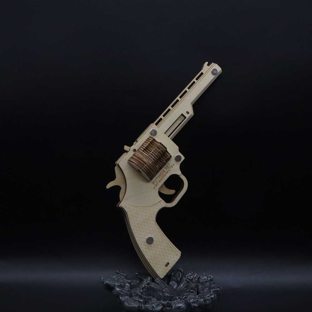 Assembled Revolver Wooden Rubber Band Gun Model Kit - Tophatter Daily Deals