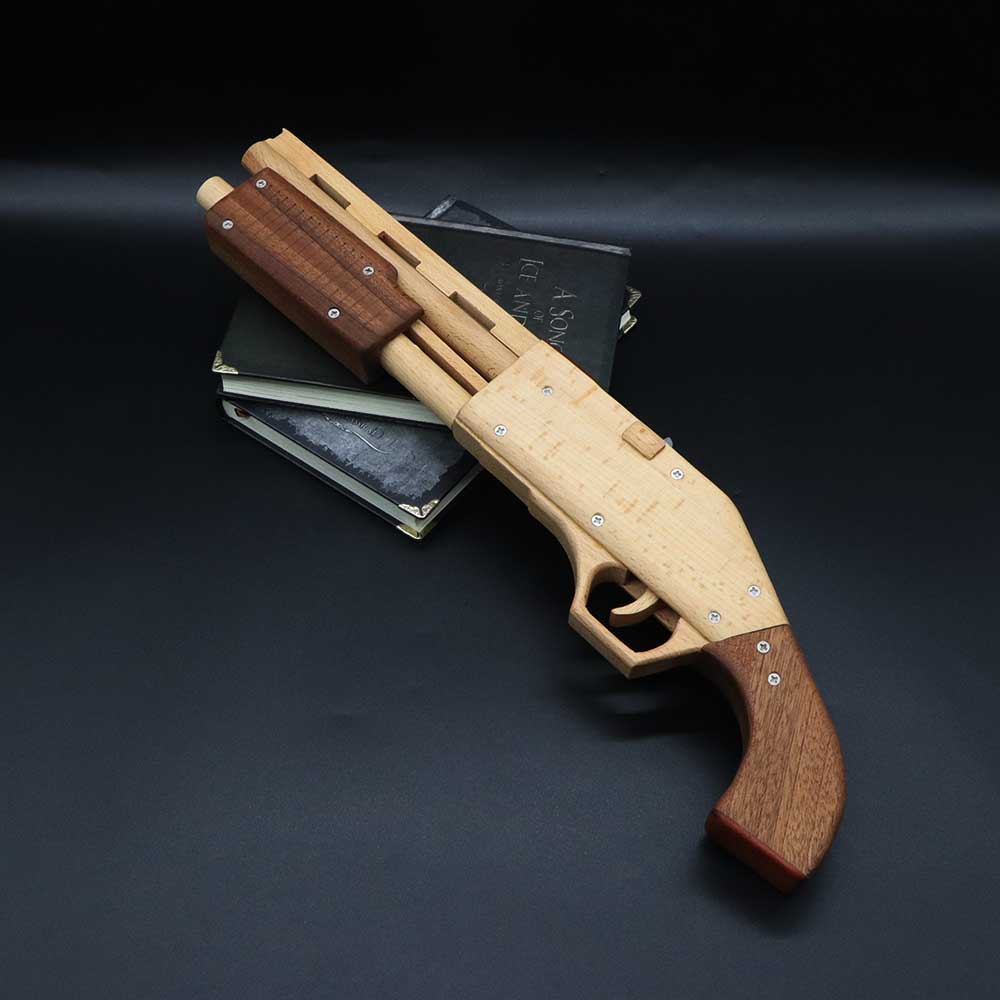 Assembled M37 Shotgun Rubber Band Wooden Replica Gun - Tophatter Daily Deals