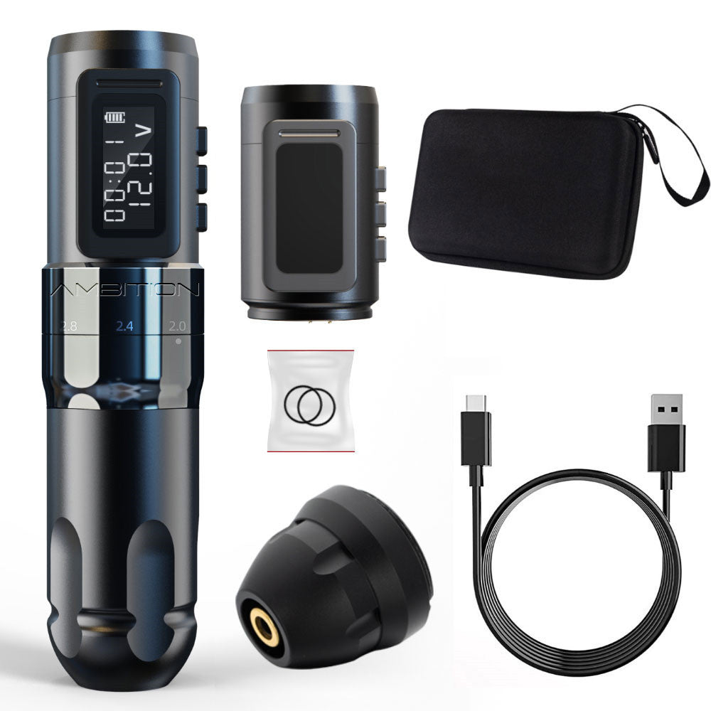 Adjustable Stroke Brushless Tattoo Pen Battery Pen High Power Black double battery USB 0 - Tophatter Daily Deals