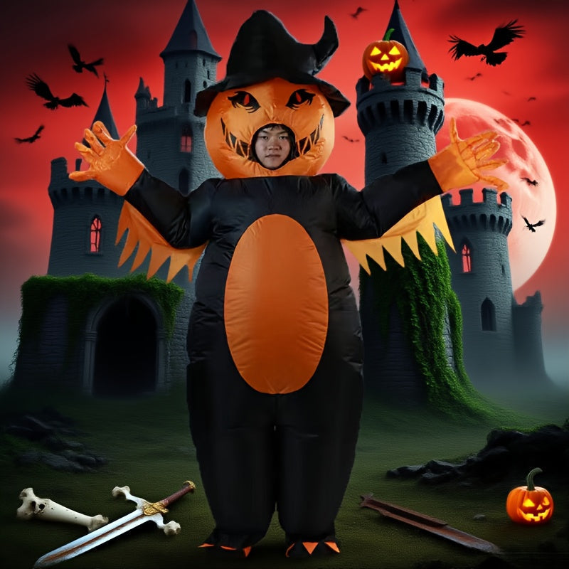 Halloween Pumpkin Inflatable Costume Full-Face Design Halloween - Tophatter Daily Deals