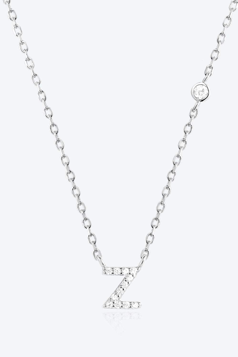 V To Z Zircon 925 Sterling Silver Necklace Z Silver One Size Necklaces - Tophatter Daily Deals