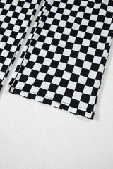 Black Checkered Print Long Sleeve Top and Pants Lounge Set Loungewear & Sleepwear/Loungewear - Tophatter Daily Deals