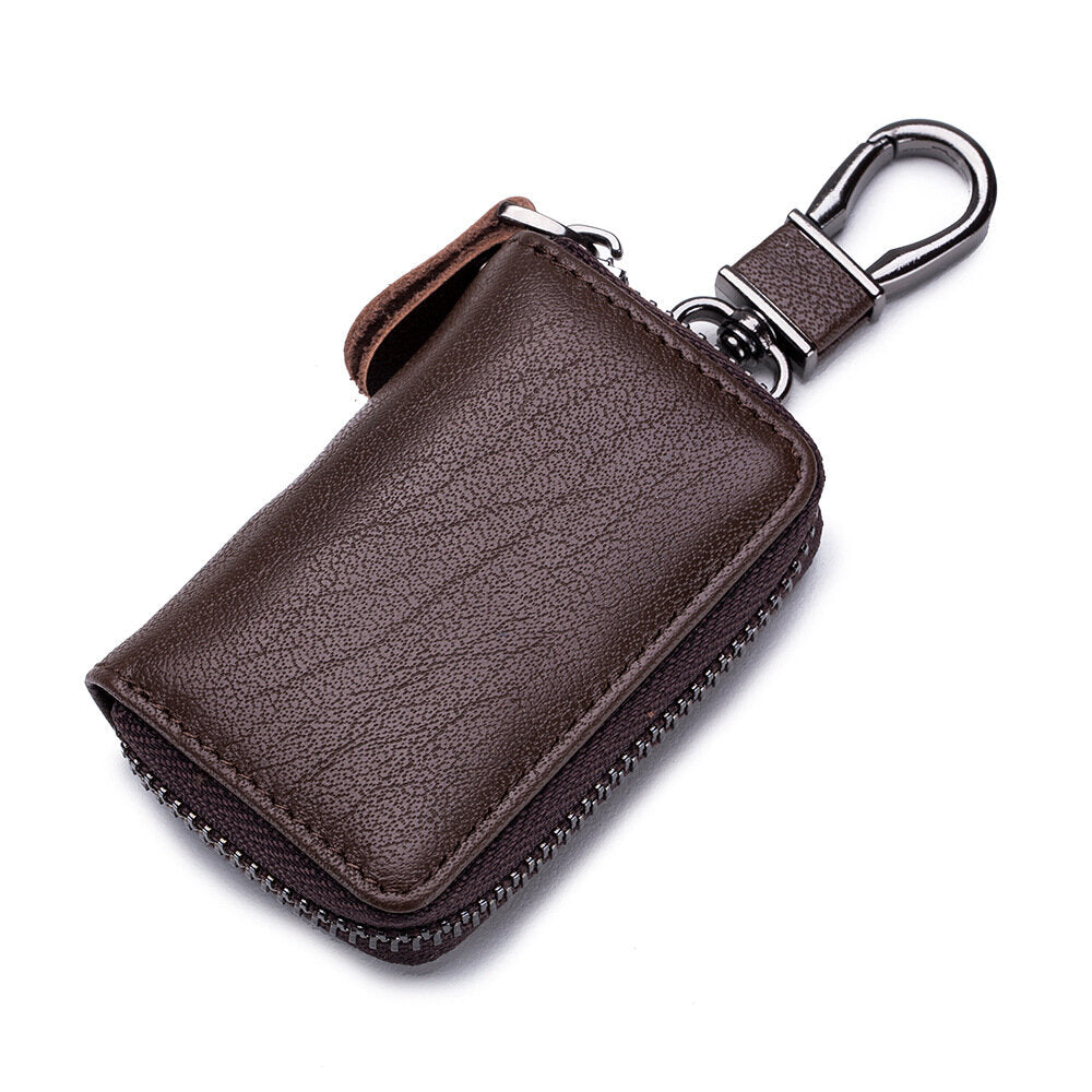 Men Genuine Leather Retro Mini Key Case Bag Large Capcity Fashion Car Key Keychain Wallet Dark Brown Men Bags - Tophatter Daily Deals