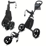 Quick-Fold 3-Wheel Golf Push Cart Black Sports & Fitness > Golf > Golf Accessories - Tophatter Daily Deals