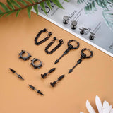 16 Pairs Y2K Punk Black Stainless Steel Earrings Set - Tophatter Daily Deals
