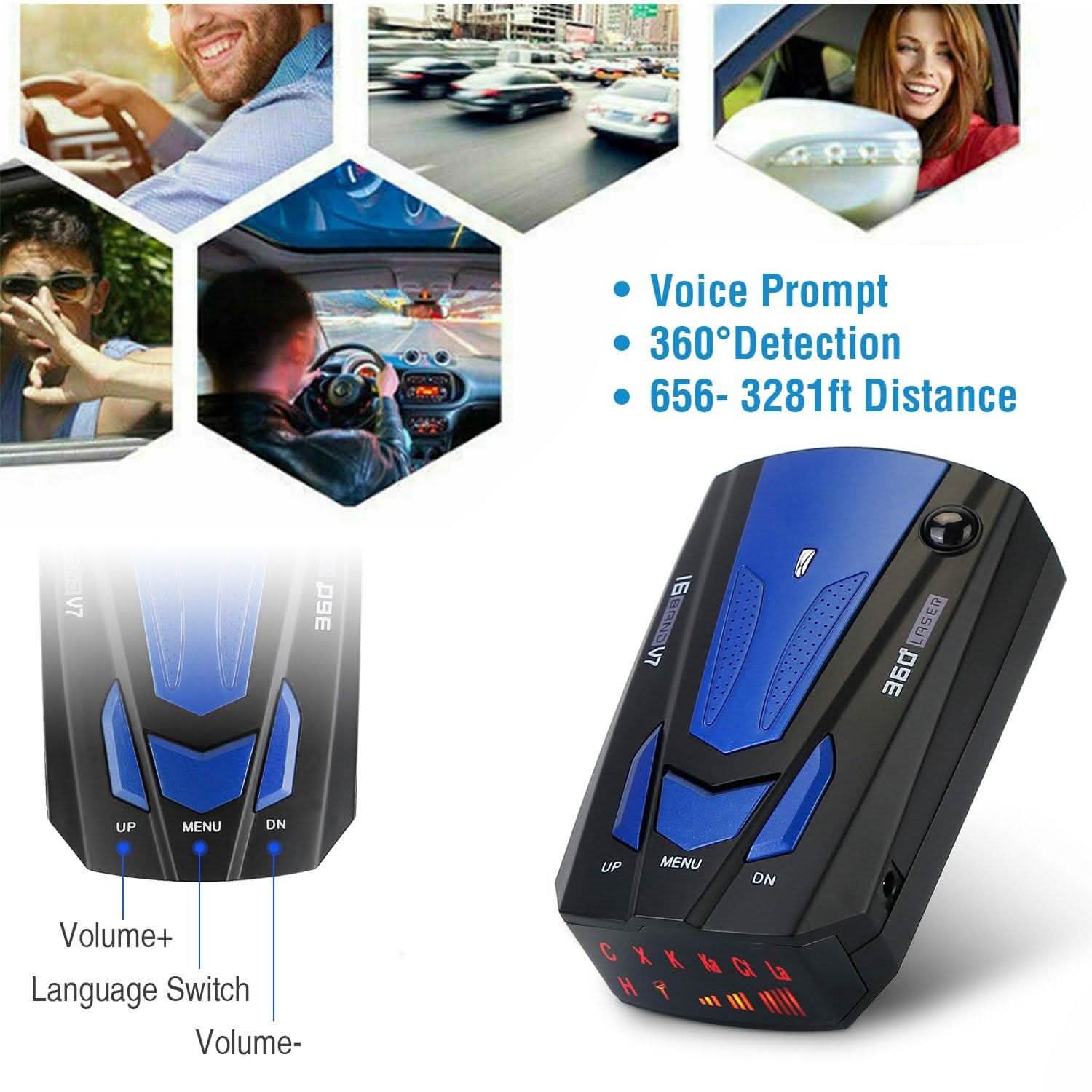 16 Band V7 Speed Safety Voice Alert Car Radar Detector Automotive - Tophatter Daily Deals