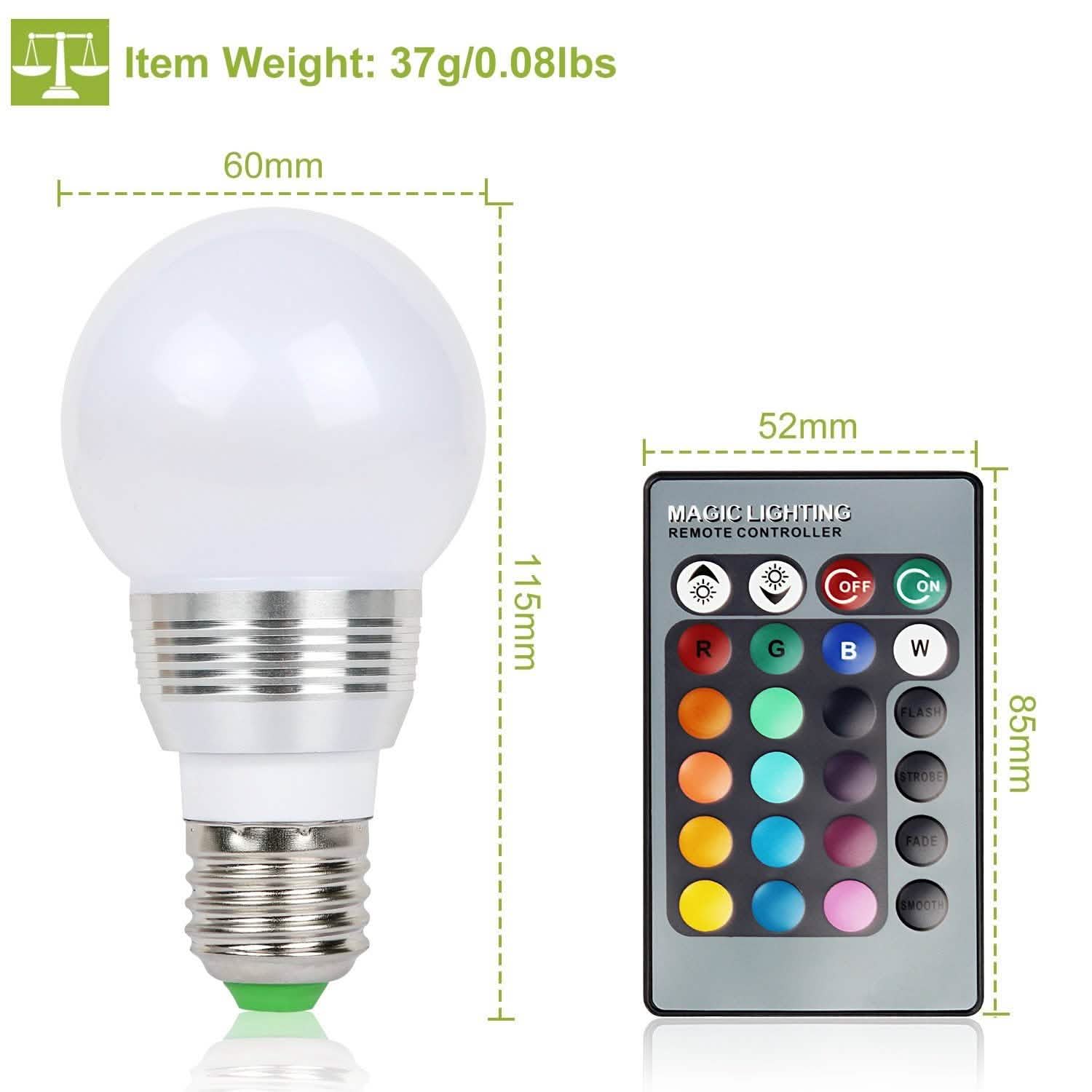 16 Colors Change LED Bulbs E27 3W RGD Dimmable Mood Lighting Lamp Indoor Lighting - Tophatter Daily Deals