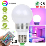 16 Colors Change LED Bulbs E27 3W RGD Dimmable Mood Lighting Lamp Indoor Lighting - Tophatter Daily Deals