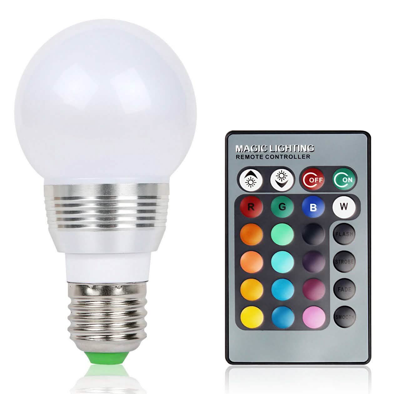 16 Colors Change LED Bulbs E27 3W RGD Dimmable Mood Lighting Lamp Indoor Lighting - Tophatter Daily Deals