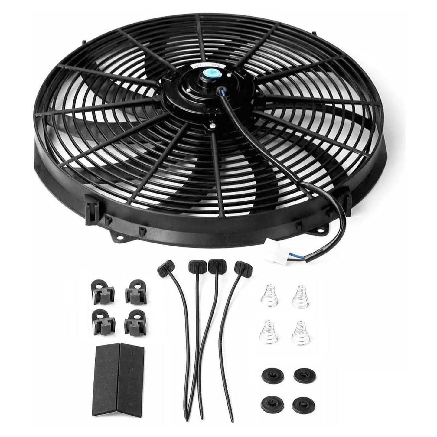 16" Electric Radiator Cooling Fan 12V 120W 10 Blades Car Thermostat Kit Automotive - Tophatter Daily Deals
