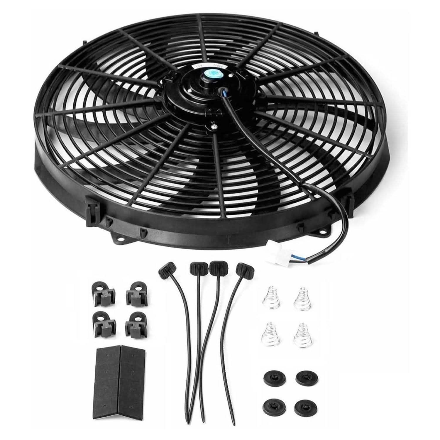 16" Electric Radiator Cooling Fan 12V 120W 10 Blades Car Thermostat Kit Automotive - Tophatter Daily Deals