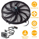16" Electric Radiator Cooling Fan 12V 120W 10 Blades Car Thermostat Kit Automotive - Tophatter Daily Deals