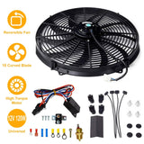 16" Electric Radiator Cooling Fan 12V 120W 10 Blades Car Thermostat Kit Automotive - Tophatter Daily Deals