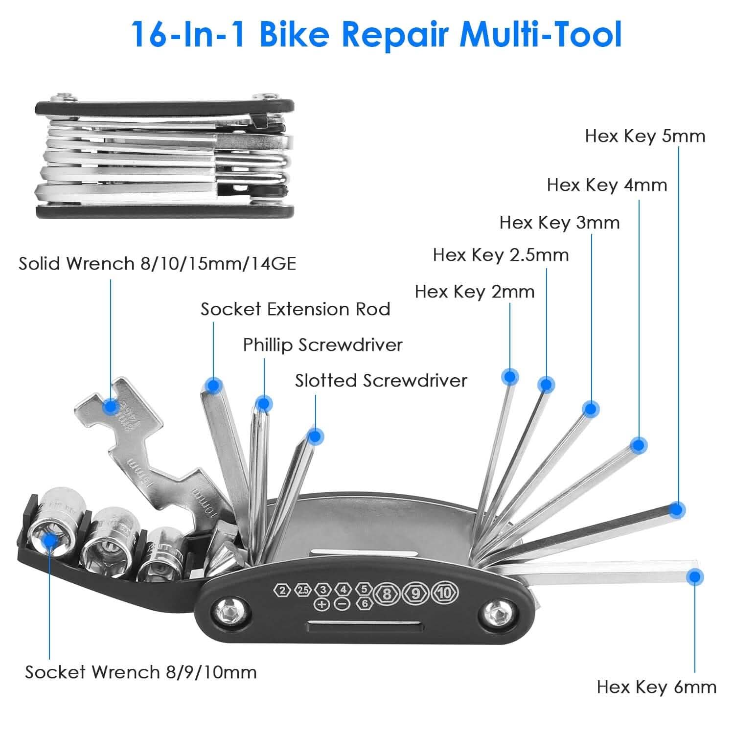 16-in-1 Bicycle Tire Repair Kit Outdoor Recreation - Tophatter Daily Deals