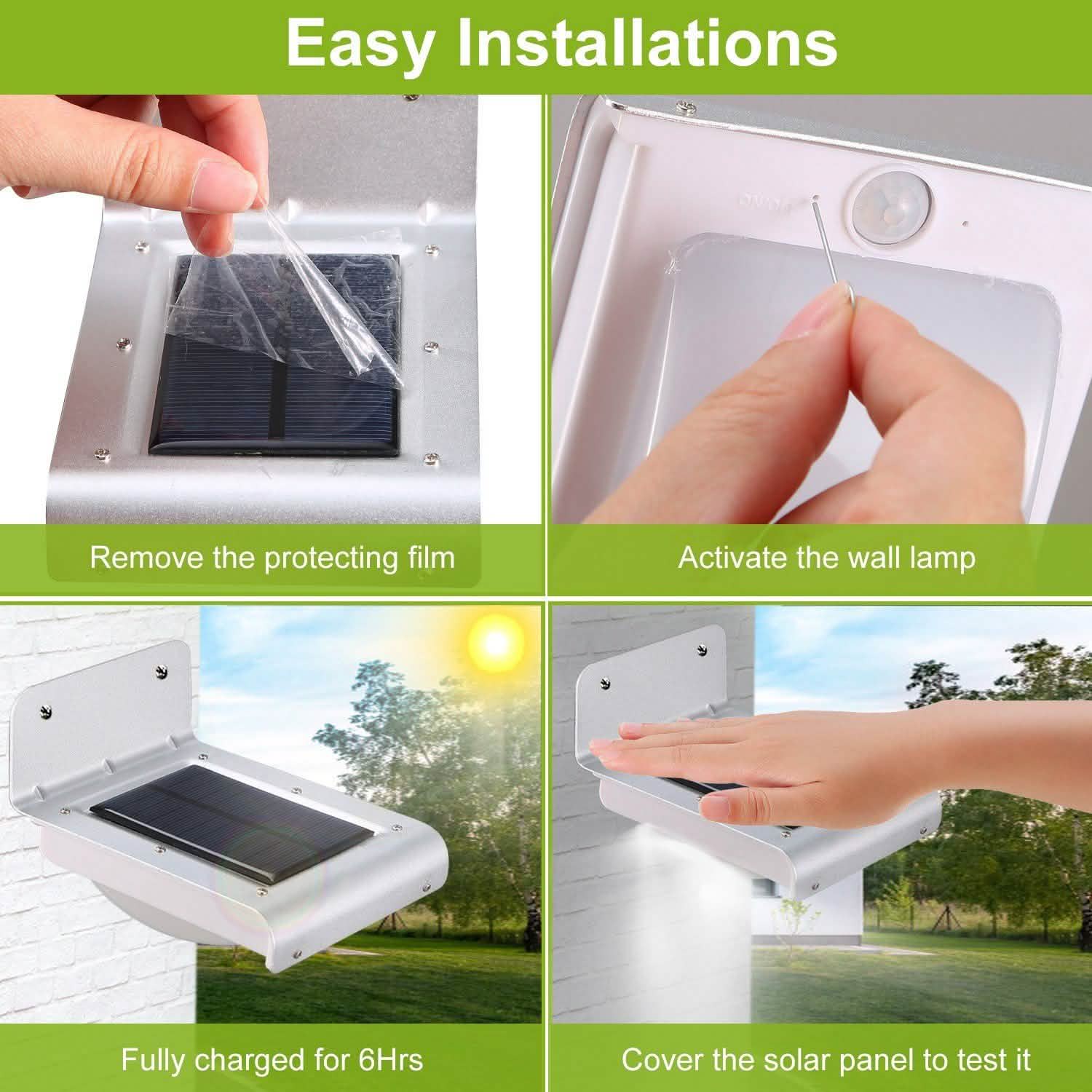 16 LEDs Outdoor Solar Wall Lights Outdoor Lighting - Tophatter Daily Deals