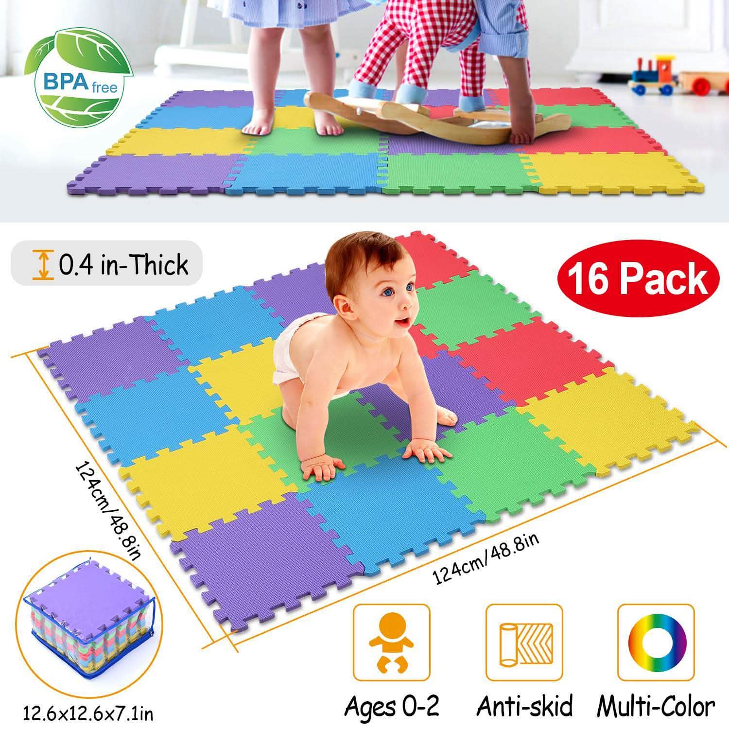 16-Pieces: Kids Puzzle Exercise Play Mat Toys & Games - Tophatter Daily Deals