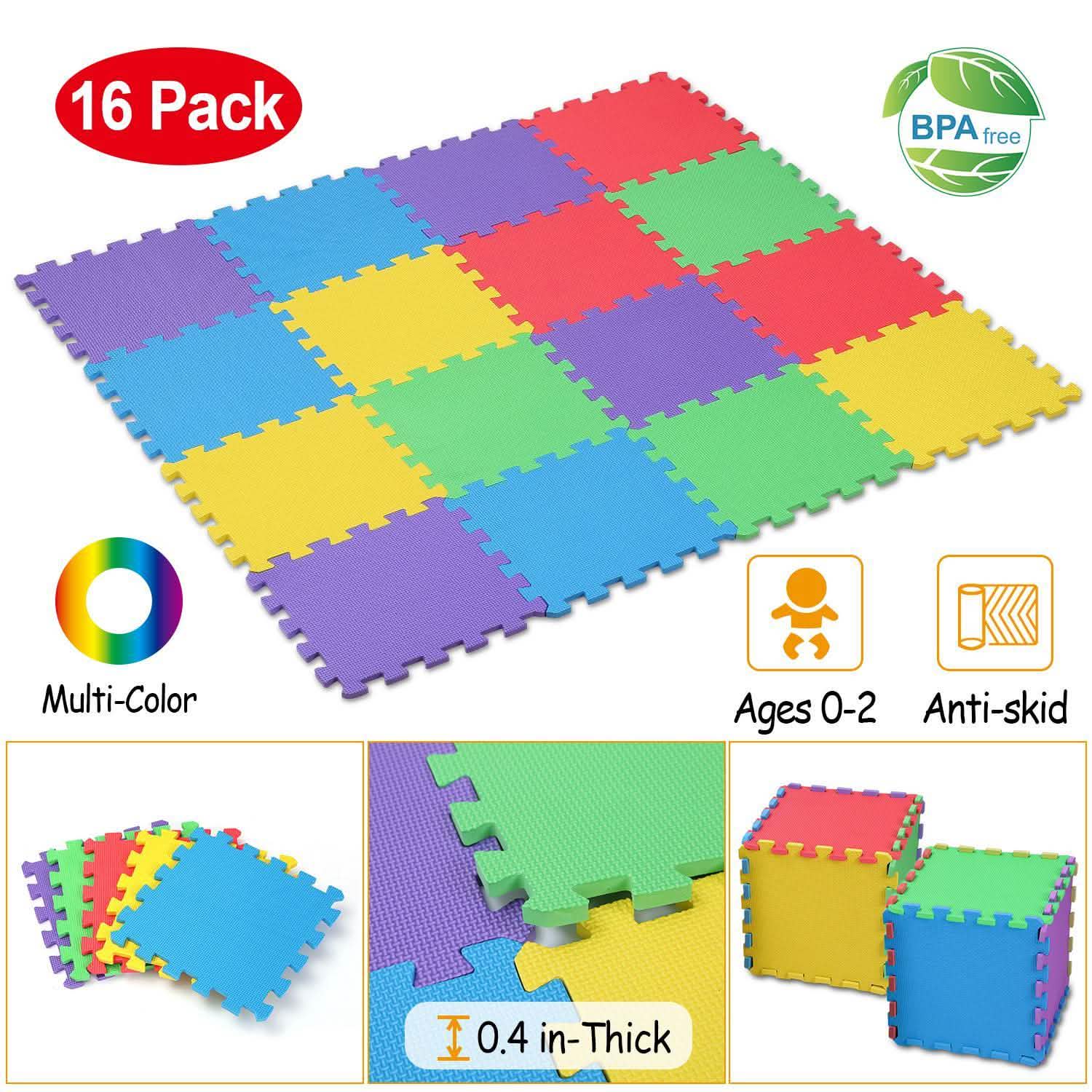16-Pieces: Kids Puzzle Exercise Play Mat Toys & Games - Tophatter Daily Deals