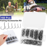 160-Piece: Offset Fishing Hooks Kit Outdoor Recreation - Tophatter Daily Deals