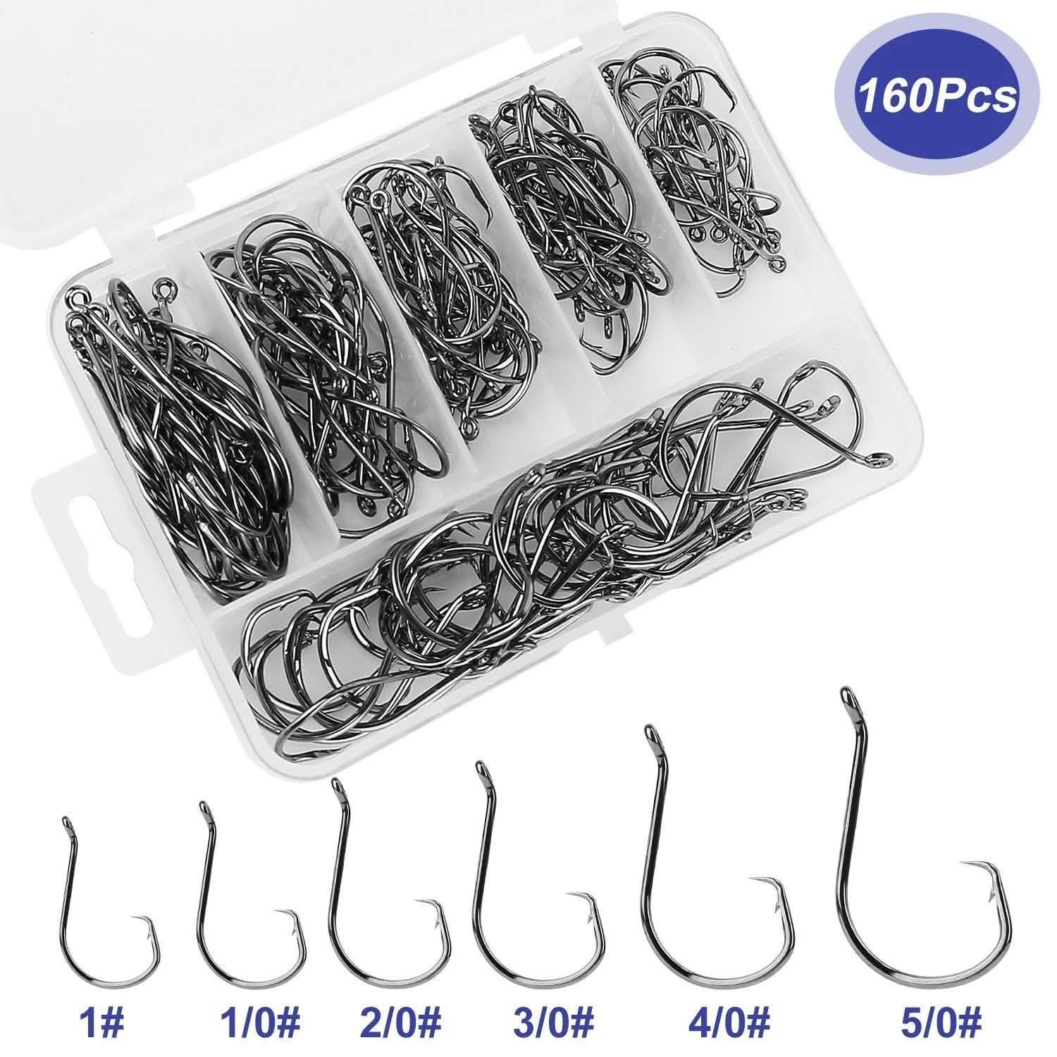 160-Piece: Offset Fishing Hooks Kit Outdoor Recreation - Tophatter Daily Deals