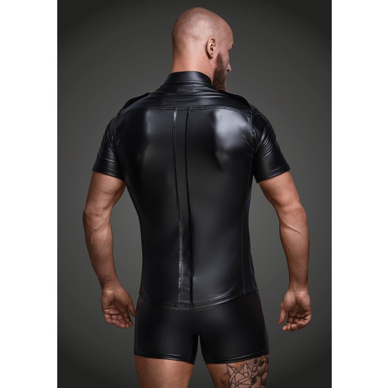 Black Wet Look Short Sleeve Shirt With Front Pockets > Clothes > Mens Latex - Tophatter Daily Deals