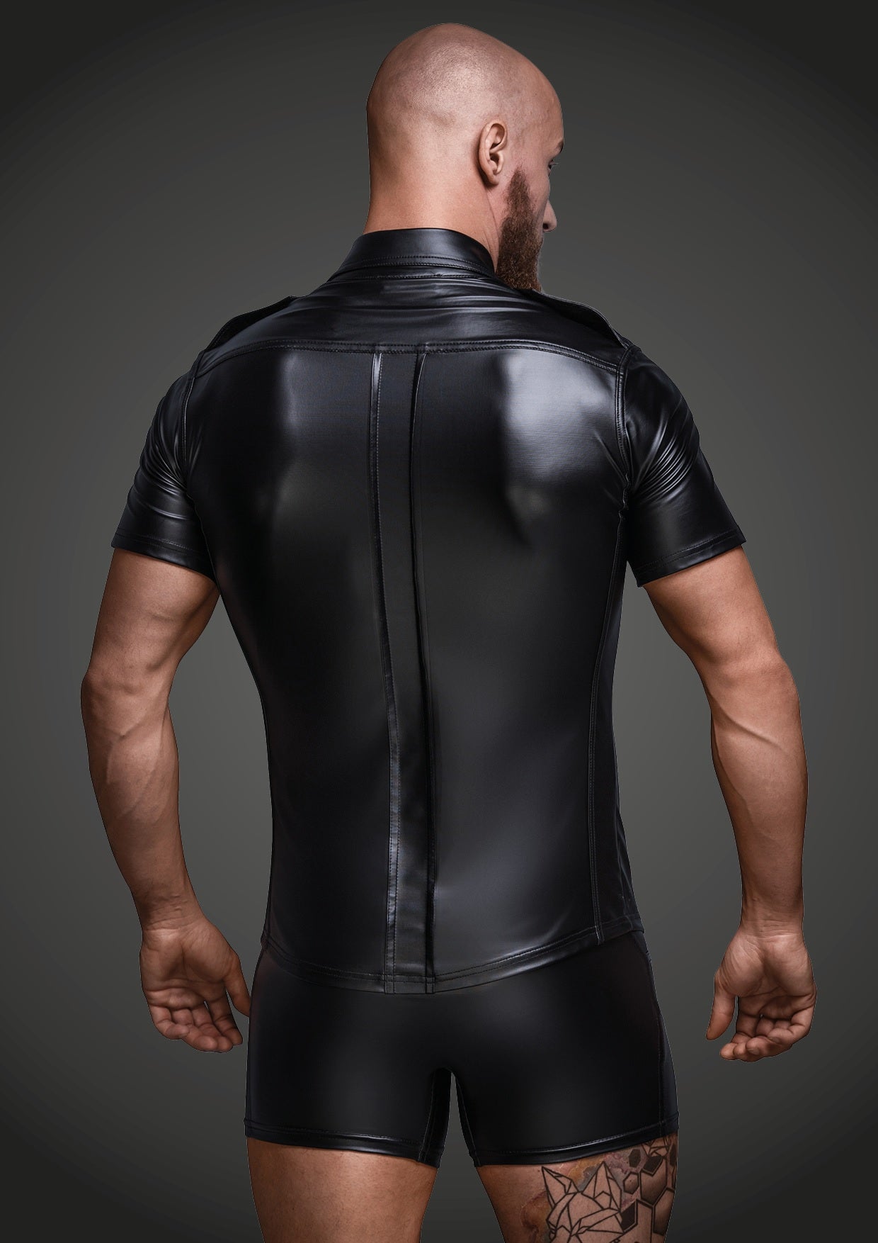 Black Wet Look Short Sleeve Shirt With Front Pockets > Clothes > Mens Latex - Tophatter Daily Deals