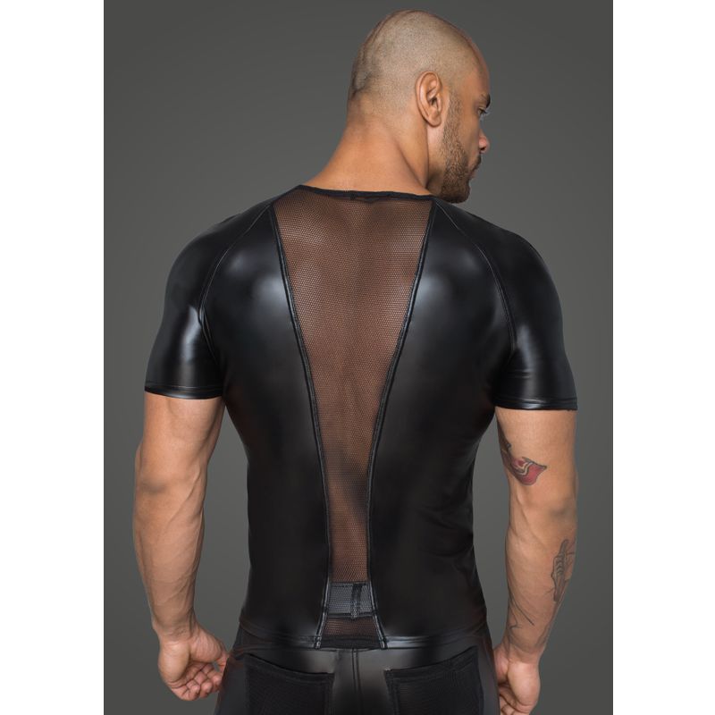 Power Wetlook Men T-Shirt With 3D Net Inserts Black Size Small Medium Large > Clothes > Mens Latex - Tophatter Daily Deals