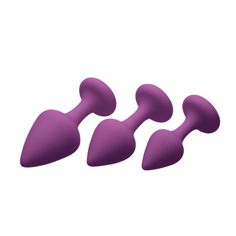 Purple Pleasures 3 Piece Silicone Anal Plugs Set > Anal Range > Butt Plug Kits - Tophatter Daily Deals