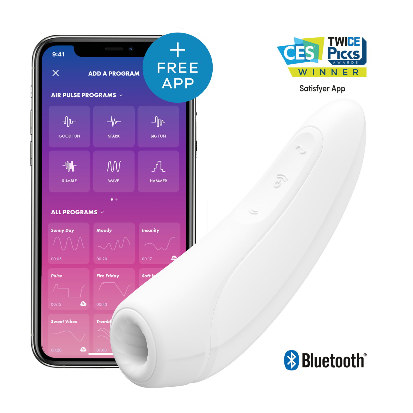 Satisfyer Curvy1+ White Clitoral Stimulator > Sex Toys For Ladies > Air Pulsation - Tophatter Daily Deals