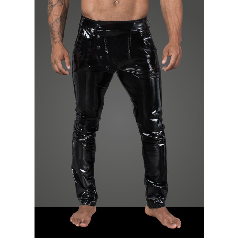 Long Black Elastic PVC Pants for Men with Front Snaps > Clothes > Mens Latex - Tophatter Daily Deals