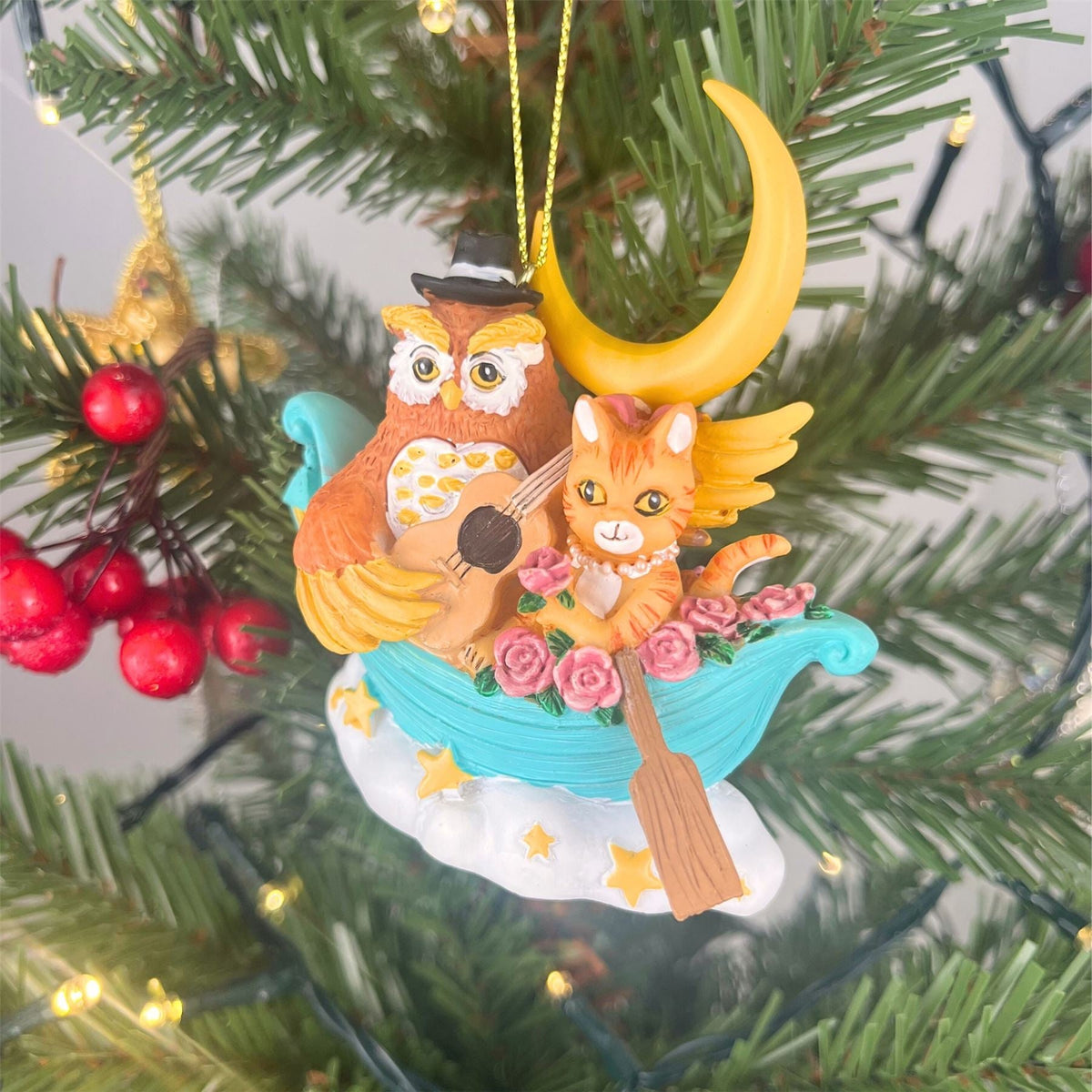 The Owl and the Pussycat Bauble | Nursery Rhyme Christmas Tree Ornament - 8cm Baubles - Tophatter Daily Deals