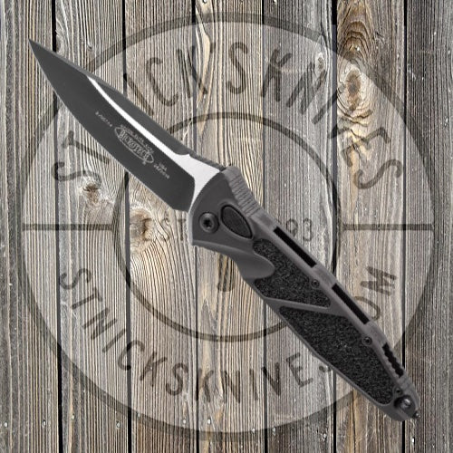 Microtech - Socom Elite Tactical AUTO Folding Knife - 4.05" Black Clip Point Plain Blade, Black Aluminum Handles - 160A-1T Automatic Knives - Tophatter Daily Deals
