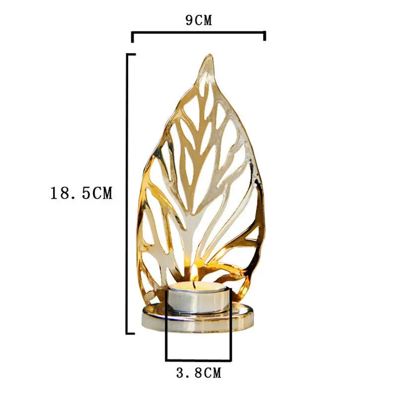 Golden Metal Candle Holder Candle Holder Table Decoration Gold Leaf 2 Humidifier - Tophatter Daily Deals