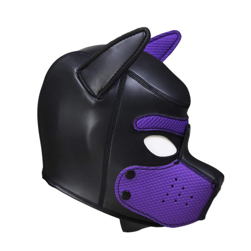 Puppy Play Mask in Purple Neoprene Rubber with Detachable Nose and Ears > Bondage Gear > Masks - Tophatter Daily Deals