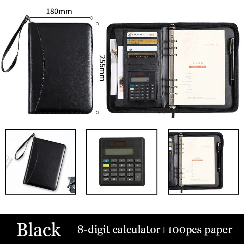 A5 Business Manager Folder Creative Zipper Bag Office Folder Work Meeting Record Book A 0 - Tophatter Daily Deals