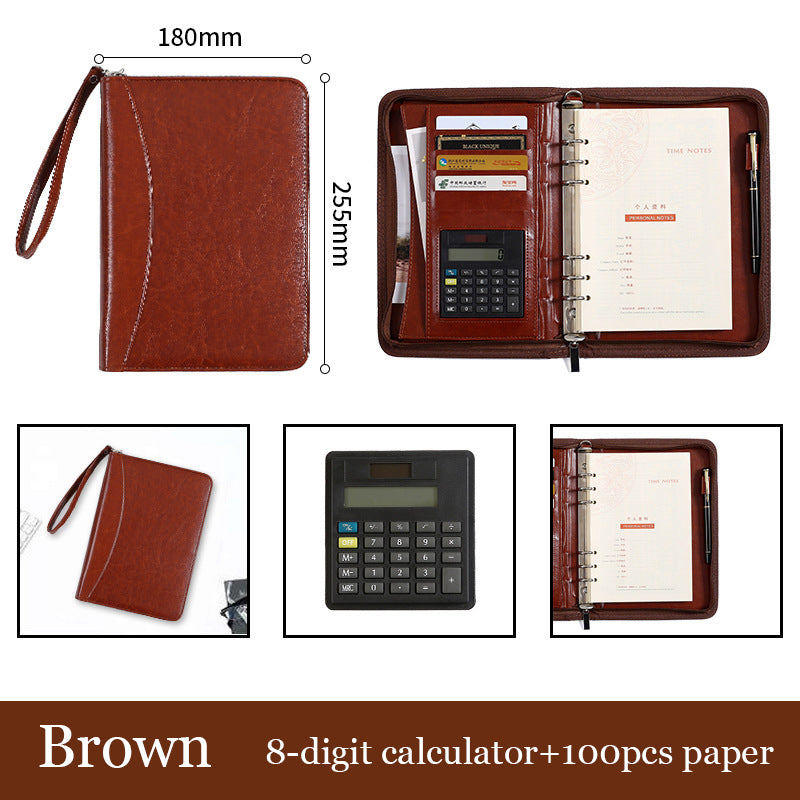 A5 Business Manager Folder Creative Zipper Bag Office Folder Work Meeting Record Book C 0 - Tophatter Daily Deals