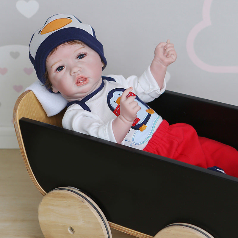 22inch Reborn Saskia Boy Doll Reborn Baby Simulation Doll Brown 0 - Tophatter Daily Deals