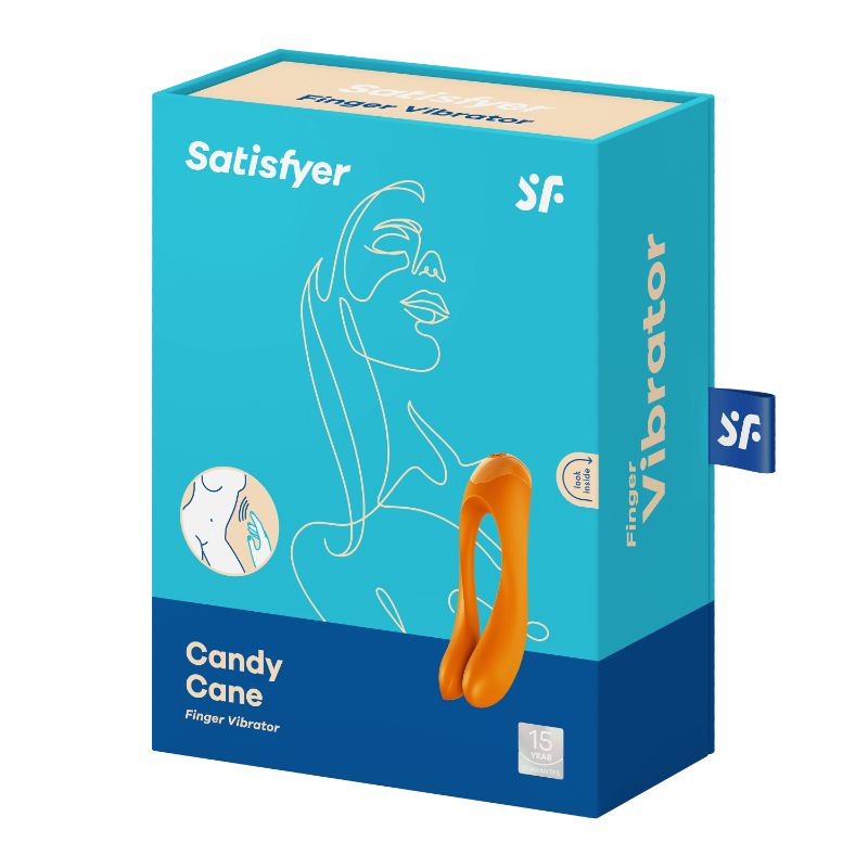 Satisfyer Candy Cane Finger Vibe Orange - Compact Pleasure Toy > Vibrators > Finger Vibrators - Tophatter Daily Deals