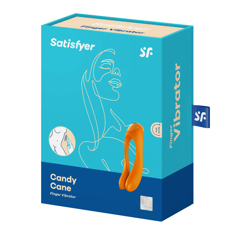 Satisfyer Candy Cane Finger Vibe Orange - Compact Pleasure Toy > Vibrators > Finger Vibrators - Tophatter Daily Deals