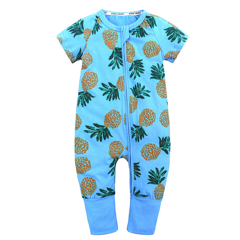 Boys And Girls Cotton Cartoon Bag Fart Clothes Baby Short Sleeved One Piece Baby Romper J 0 - Tophatter Daily Deals