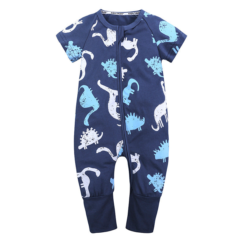 Boys And Girls Cotton Cartoon Bag Fart Clothes Baby Short Sleeved One Piece Baby Romper D 0 - Tophatter Daily Deals