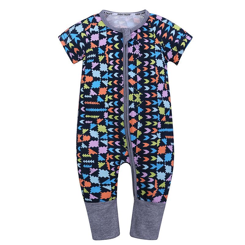 Boys And Girls Cotton Cartoon Bag Fart Clothes Baby Short Sleeved One Piece Baby Romper G 0 - Tophatter Daily Deals